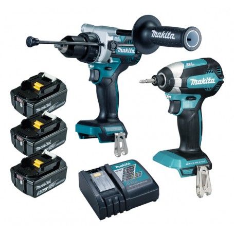 Makita DLX2418TJ Σετ Κρουστικό Δραπανοκατσάβιδο & Παλμικό Κατσαβίδι 18V Με 3 Μπαταρίες 5Ah Και Θήκη Makita - 1