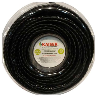 Kaiser Μεσινέζα Χορτοκοπτικού Στριφτή VS170DLG12 4.3mm x 22.1m Μαύρη