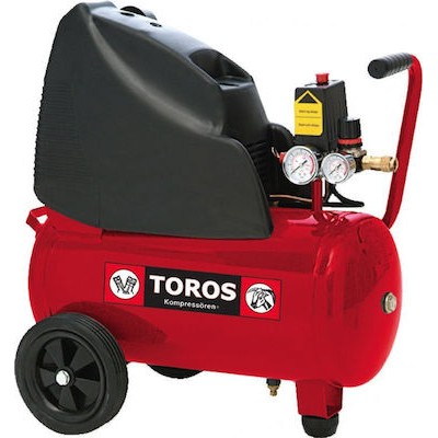 Toros Μονοφασικό Κομπρεσέρ Αέρος με Ισχυ 2hp και Αεροφυλάκιο 24lt 40148