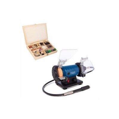 SCHEPPACH ΔΙΔΥΜΟΣ ΤΡΟΧΟΣ Φ75mm 120W ΜΕ ΕΥΚΑΜΠΤΟ ΑΞΟΝΑ & SET ΕΞΑΡΤΗΜΑΤΩΝ HG35 5903112901