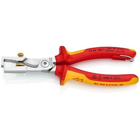 KNIPEX Απογυμνωτής & κόφτης καλωδίων 180mm  με σημείο πρόσδεσης (1366180TBK)