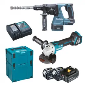 Makita DLX2256TJ1 (DHR243 + DGA513 Μπαταριες 3X5.0Ah + DC18RC Βαλιτσες 2Xmakpac) Makita - 1