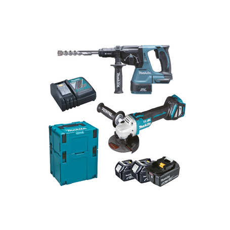 Makita DLX2256TJ1 (DHR243 + DGA513 Μπαταριες 3X5.0Ah + DC18RC Βαλιτσες 2Xmakpac) Makita - 1