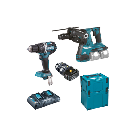 Makita DLX2280PTJ Δραπανο Κρουστικο DHP484 + Πιστολετο DHR281 + Μπαταριες + 3 x BL1850B + Φορτιστης DC18RD + Βαλιτσες 2 x MacPac