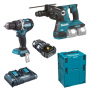 Makita DLX2280PTJ Δραπανο Κρουστικο DHP484 + Πιστολετο DHR281 + Μπαταριες + 3 x BL1850B + Φορτιστης DC18RD + Βαλιτσες 2 x MacPac