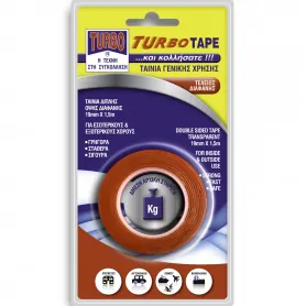 Turbo-Tape Διπλης Οψεως 19Mmχ1.5M Bl Διαφανης Turbo Fix - 1